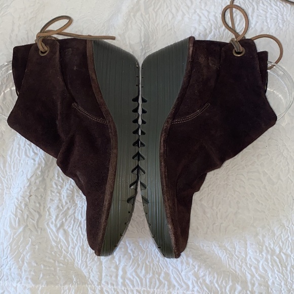 Fly London Yebi Suede Lace Up Tie Wedge Ankle Booties NWOT - Picture 6 of 11